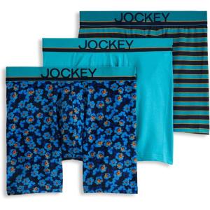 imageJockey Mens Underwear True Style 6quot Boxer Brief  3 PackBlooming FloralOcean SurfMystery Stripe