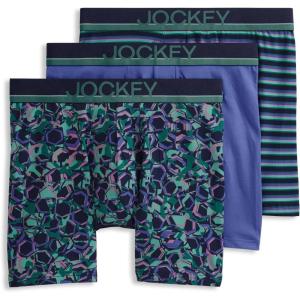 imageJockey Mens Underwear True Style 6quot Boxer Brief  3 PackFuture Dusk Cherished StripeFaded GrapeDeconstructed Geo
