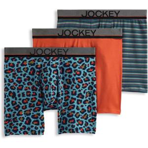 imageJockey Mens Underwear True Style 6quot Boxer Brief  3 PackLeafy Stripe