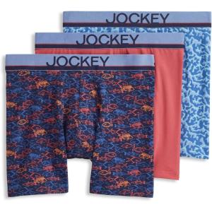 imageJockey Mens Underwear True Style 6quot Boxer Brief  3 PackSomething FishyMalibu RedOcean Coral
