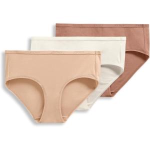 imageJockey Womens Underwear Organic Cotton Stretch Logo Hipster  3 PackIvoryLightAlmond