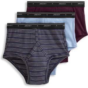 imageJockey Mens Underwear Briefs  Classic Full Rise Design Pack of 3  Authentic Mens Underwear for Comfort and QualityNavy Scholastic StripeShowerDeep Sangria