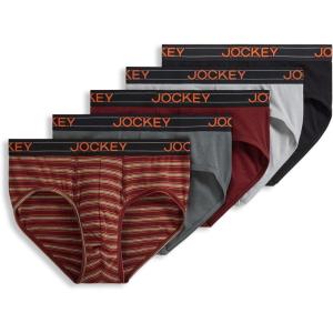 imageJockey Mens Underwear Lightweight Cotton Blend Brief  5 PackBattleship Red