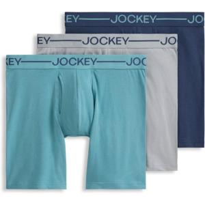 imageJockey Mens Underwear Organic Cotton Stretch 65quot Boxer Brief  3 PackNocturne Cove