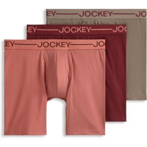imageJockey Mens Underwear Organic Cotton Stretch 65quot Boxer Brief  3 PackTerracotta Bay