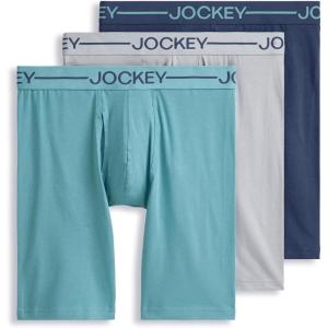 imageJockey Mens Underwear Organic Cotton Stretch 95quot Long Leg Boxer Brief  3 PackNocturne Cove