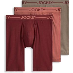 imageJockey Mens Underwear Organic Cotton Stretch 95quot Long Leg Boxer Brief  3 PackTerracotta Bay