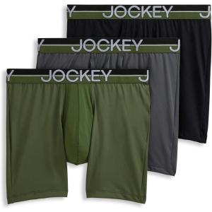 imageJockey Mens Underwear Infinite Cool Microfiber Stretch 6quot Boxer Brief  3 PackMilitary GreenBattleship GreyBlack