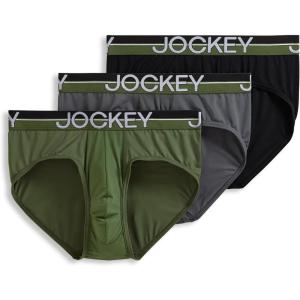 imageJockey Mens Underwear Infinite Cool Microfiber Stretch Brief  3 PackMilitary GreenBattleship GreyBlack