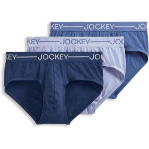 imageJockey Mens Underwear Organic Cotton Stretch Brief  3 PackInk WellTornado BlueLake Sky
