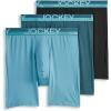 imageJockey Mens Underwear Infinite Cool Microfiber Stretch 8quot Long Leg Boxer Brief  3 PackMidnight Cove