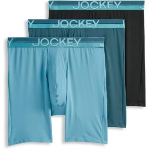 imageJockey Mens Underwear Infinite Cool Microfiber Stretch 8quot Long Leg Boxer Brief  3 PackMidnight Cove
