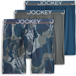 imageJockey Mens Underwear Infinite Cool Microfiber Stretch 8quot Long Leg Boxer Brief  3 PackNocturne Marble