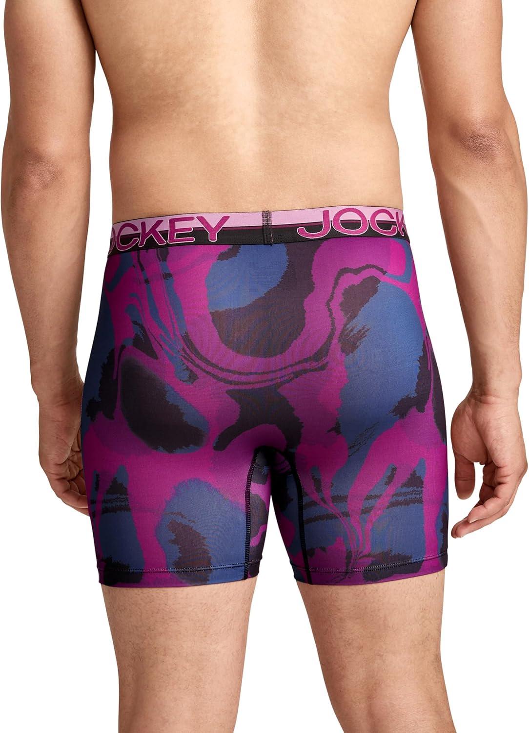 imageJockey Mens Underwear Infinite Cool Microfiber Stretch 6quot Boxer Brief  3 PackPlum Marble
