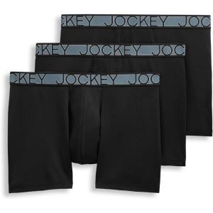 imageJockey Mens Underwear Active Microfiber 5quot Boxer Brief  3 PackBlack