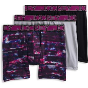 imageJockey Mens Underwear Active Microfiber 5quot Boxer Brief  3 PackGrey DoveSmoky StripeBlack