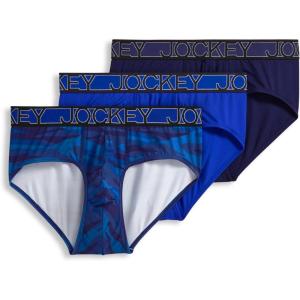 imageJockey Mens Underwear Active Microfiber Brief  3 PackMajestic BlueOceanic CamoOutrageous Blue