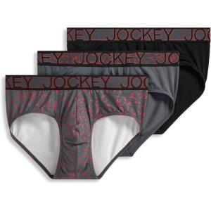 imageJockey Mens Underwear Active Microfiber Brief  3 PackStriated Steel