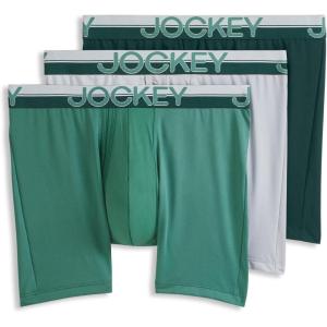 imageJockey Mens Underwear Infinite Cool Microfiber Stretch 6quot Boxer Brief  3 PackAmazon Green