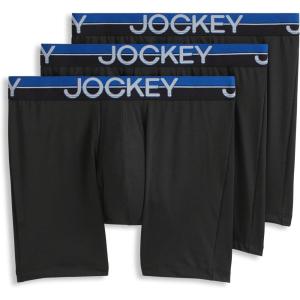 imageJockey Mens Underwear Infinite Cool Microfiber Stretch 6quot Boxer Brief  3 PackBlack