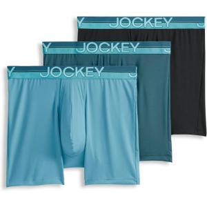 imageJockey Mens Underwear Infinite Cool Microfiber Stretch 6quot Boxer Brief  3 PackMidnight Cove