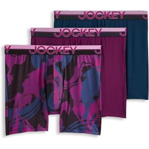 imageJockey Mens Underwear Infinite Cool Microfiber Stretch 6quot Boxer Brief  3 PackPlum Marble