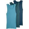 imageJockey Mens Undershirt 100 Cotton Big Man AShirt Tank  3 PackCurious TealCoastlineNocturne Blue