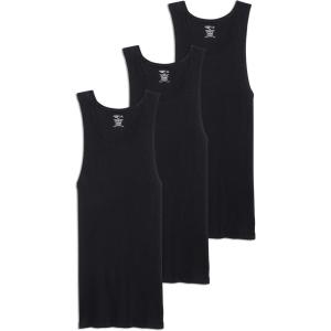 imageJockey Mens Undershirt 100 Cotton Big Man AShirt Tank  3 PackBlack