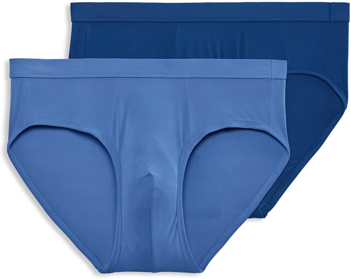 imageJockey Mens Underwear Mens Elance Microfiber Low Rise Brief  2 PackOcean BlueMimas Blue