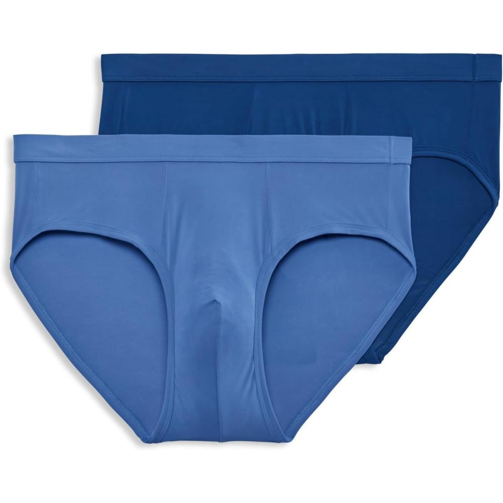 imageJockey Mens Underwear Mens Elance Microfiber Low Rise Brief  2 PackOcean BlueMimas Blue