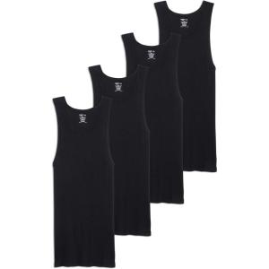 imageJockey Mens Undershirt 100 Cotton AShirt Tank  4 PackBlack