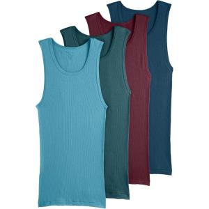 imageJockey Mens Undershirt 100 Cotton AShirt Tank  4 PackBlack CurrantTealCoastlineNocturne