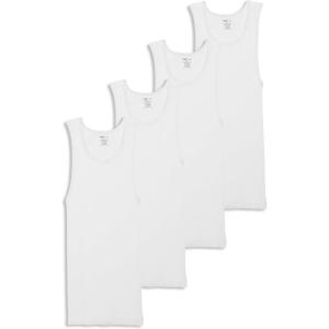 imageJockey Mens Undershirt 100 Cotton AShirt Tank  4 PackWhite