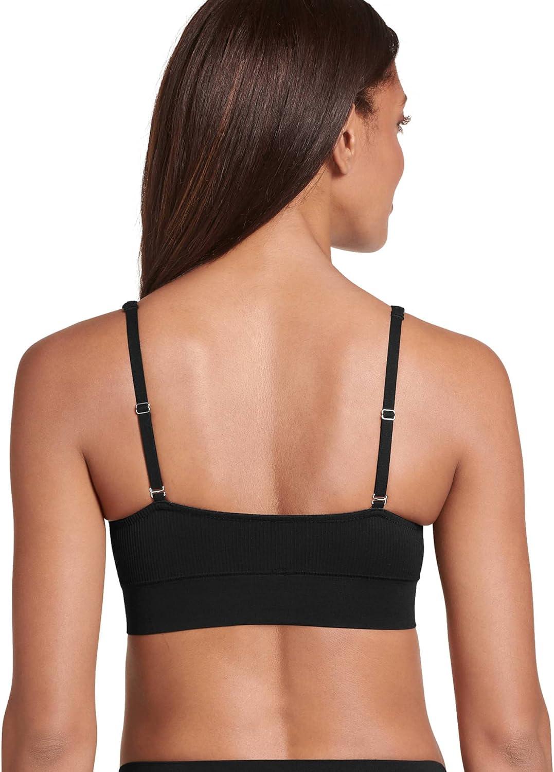 imageJockey Womens Bra Seamfree Rib Molded Cup Plunge BraletteBlack