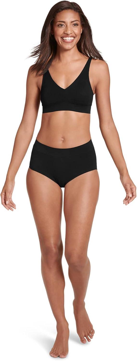 imageJockey Womens Bra Seamfree Rib Molded Cup Plunge BraletteBlack