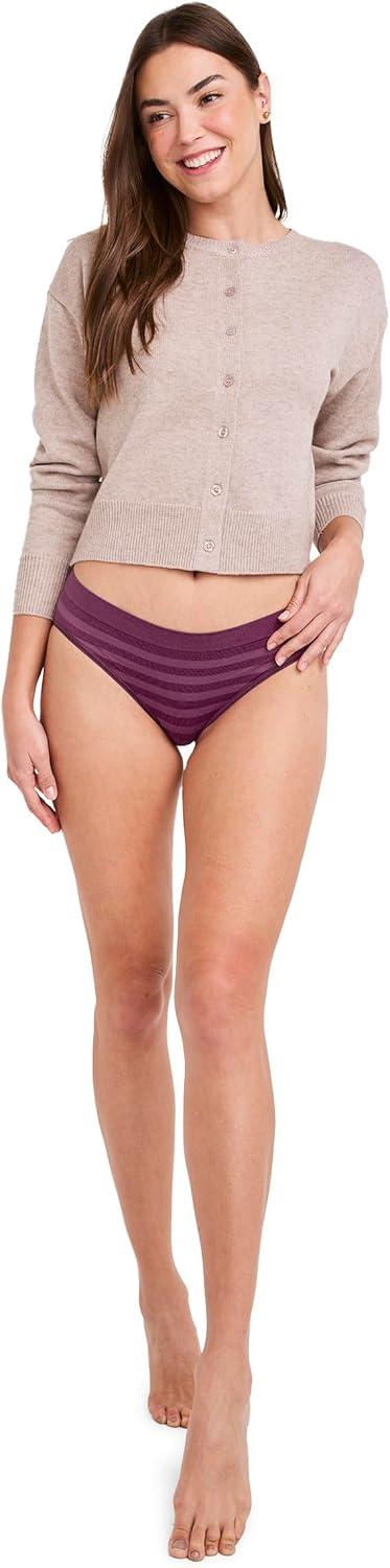 imageJockey Womens Underwear Seamfree BikiniPlum Stripe