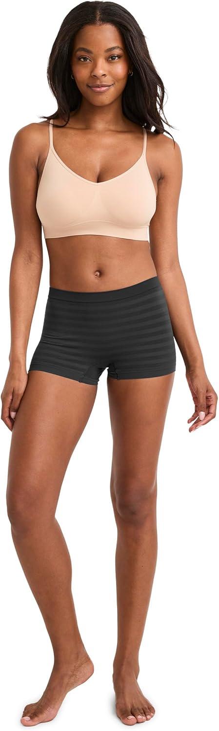 imageJockey Womens Underwear Seamfree BoyshortBlack Stripe