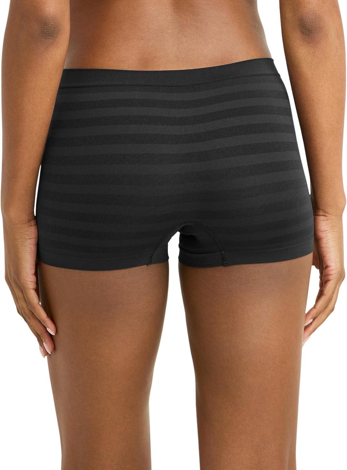 imageJockey Womens Underwear Seamfree BoyshortBlack Stripe