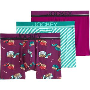 imageJockey Mens Underwear True Style 4quot Trunk  3 PackCandy Royale