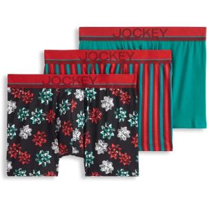imageJockey Mens Underwear True Style 4quot Trunk  3 PackFestive Bows