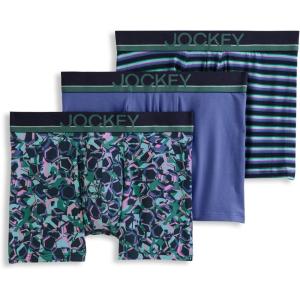 imageJockey Mens Underwear True Style 4quot Trunk  3 PackGrape Stripe