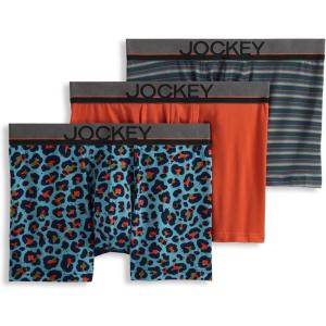 imageJockey Mens Underwear True Style 4quot Trunk  3 PackLeafy Stripe