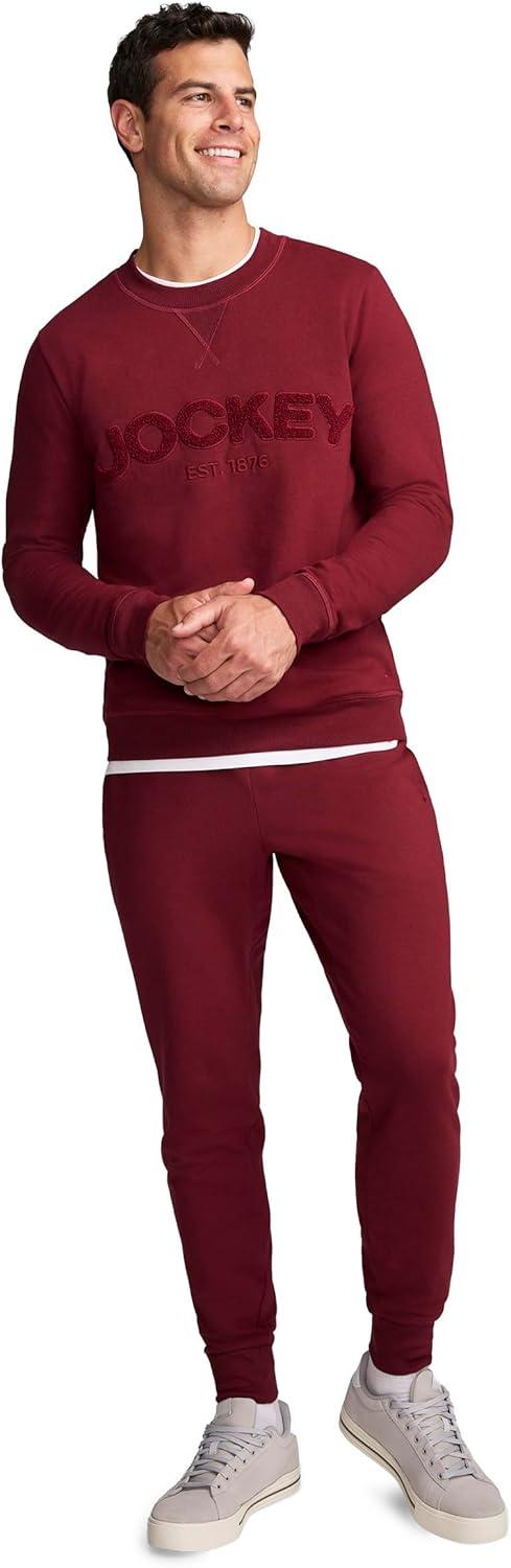 imageJockey Mens Loungewear Lightweight Cotton Blend Fleece JoggerDeep Cranberry