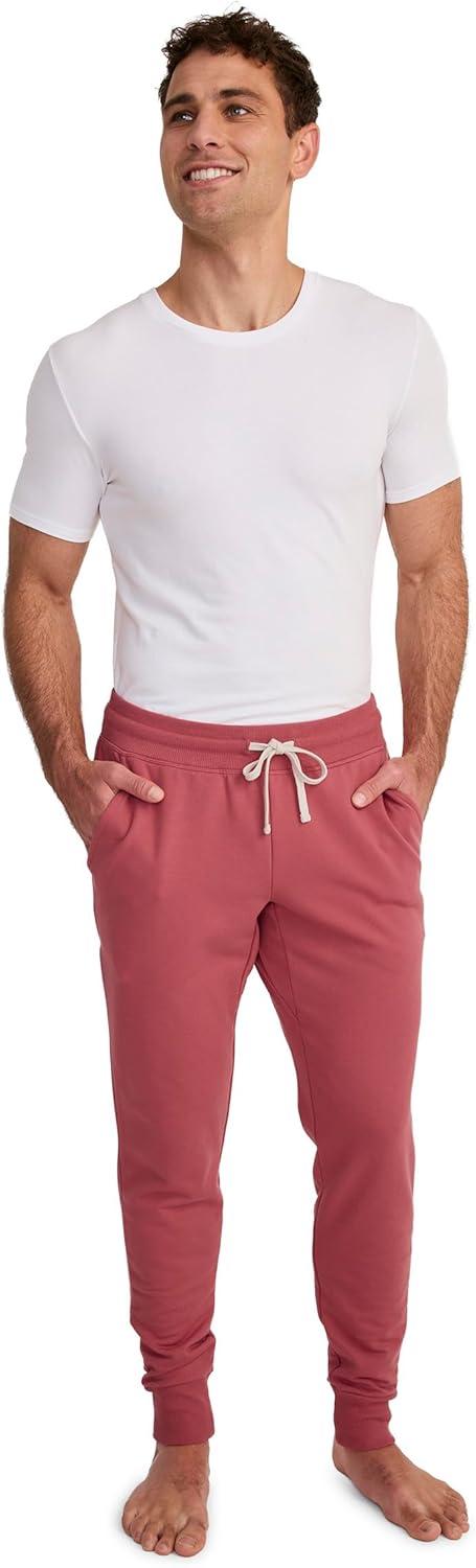 imageJockey Mens Loungewear Lightweight Cotton Blend Fleece JoggerMalibu Red