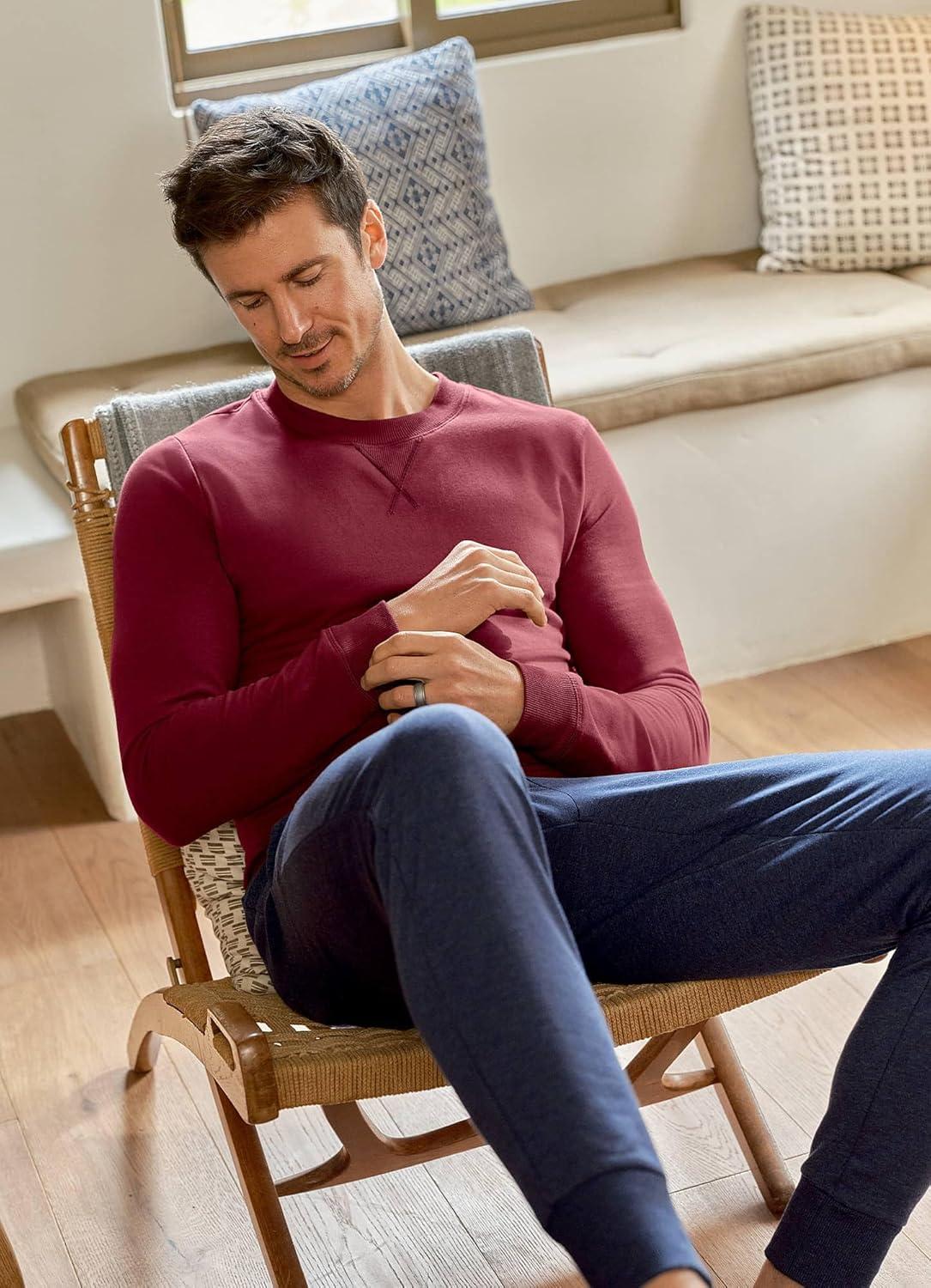 imageJockey Mens Loungewear Lightweight Cotton Blend Fleece JoggerTrue Navy Heather