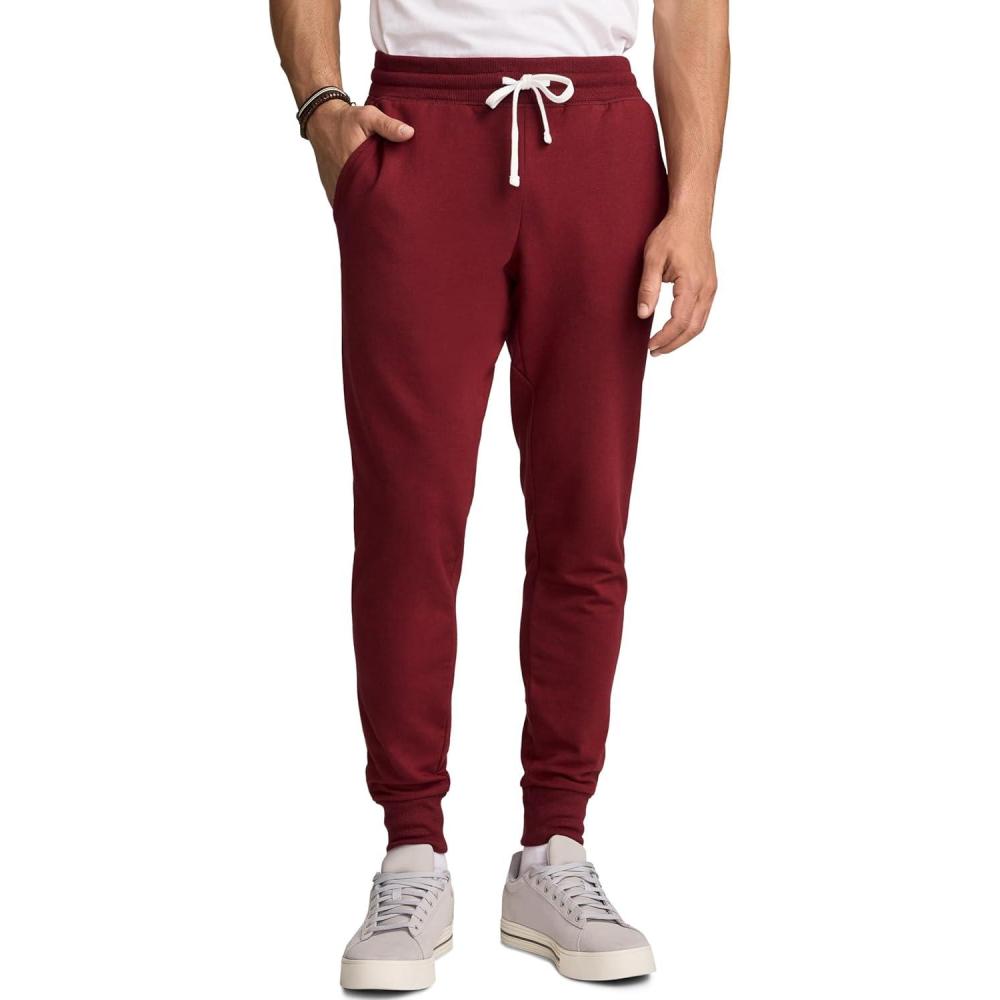 imageJockey Mens Loungewear Lightweight Cotton Blend Fleece JoggerDeep Cranberry