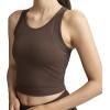 imageJockey Womens Activewear EVERACTIVE Mesh Lined Crop Tank with Builtin BraChocolate