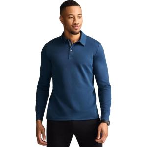imageJockey Mens Activewear EVERACTIVE Long Sleeve Tech Pique PoloNocturne Blue