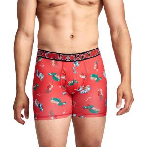 imageJockey Mens Underwear Active Microfiber 5quot Boxer BriefFancy Red