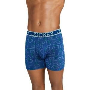 imageJockey Mens Underwear Active Microfiber 5quot Boxer BriefStippled Blue Waves